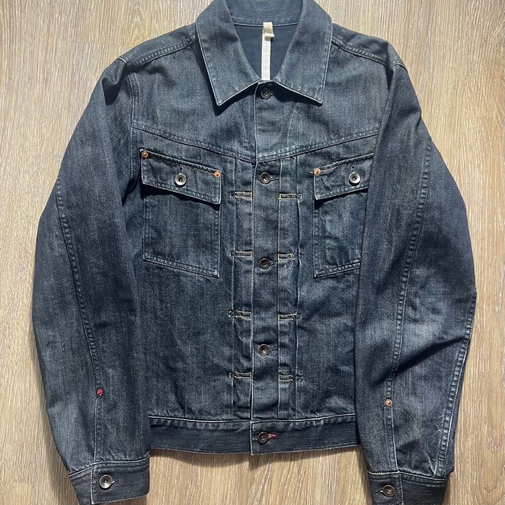 Vintage Club Monaco Denim Jacket Dark Wash Type II Pleated Trucker Jean Jacket M